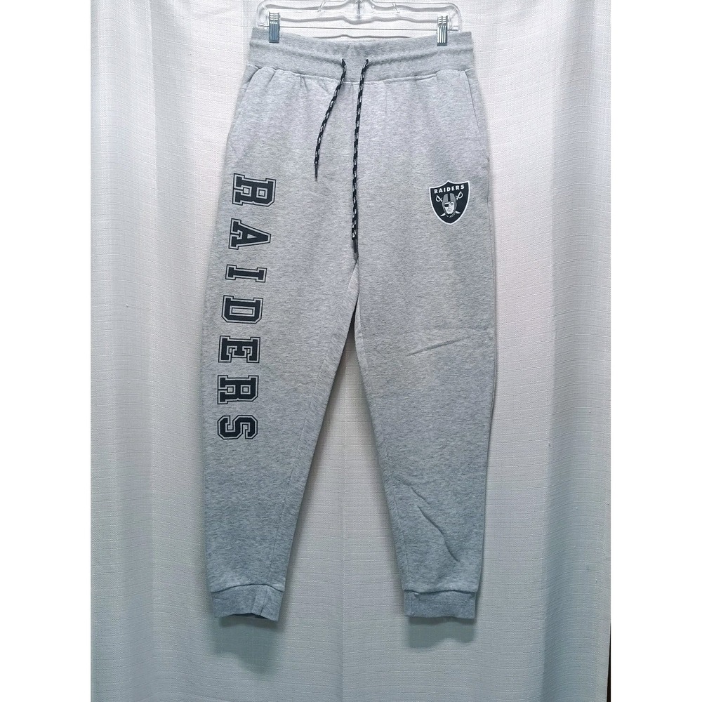 NFL Team Apparel Raiders Jogger Pants Unisex M Gray Logo‎ Athletic Sweatpants